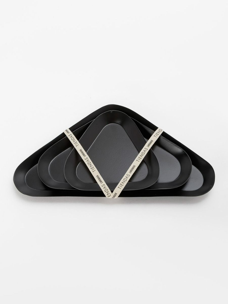 SET DE 3 BANDEJA METALICA TRIANGULAR NEGRA