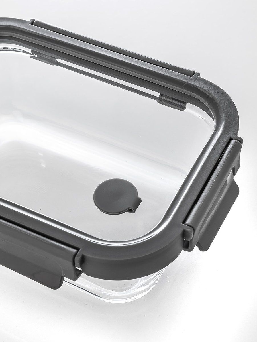 CONTENEDOR RECTANGULAR GLASS GREY 19 CM