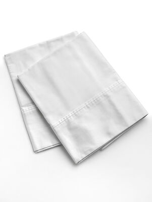 PACK X 2 FUNDAS DE ALMOHADAS SATÉN 300 HILOS ALGODÓN BLANCO C/VIVO