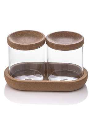 SET X 2 FRASCOS CON BANDEJA GLASS AND CORK S