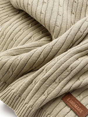 MANTA TEJIDA TRENZA BEIGE 110 X 170 - Second Image