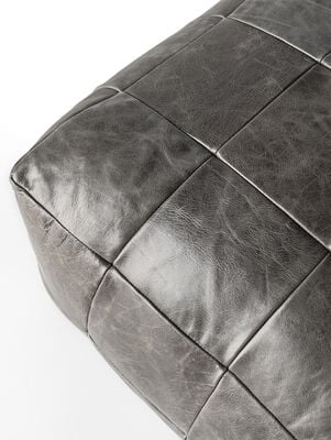 PUFF DE CUERO HOUSTON GRIS - Second Image