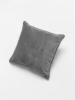 ALMOHADON VELLU CON VIVO GRIS 45 X 45