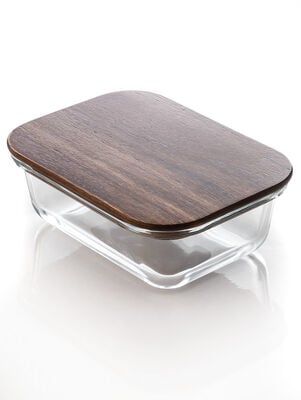 CONTENEDOR RECTANGULAR GLASS AND WOOD ACACIA M