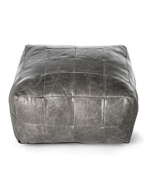 PUFF DE CUERO HOUSTON GRIS