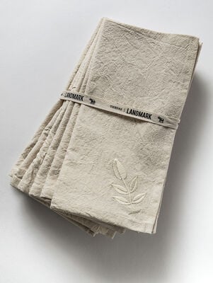 SET 6 SERVILLETAS TUSSOR NATURAL HOJAS 40 X 40