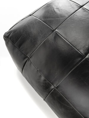 PUFF DE CUERO HOUSTON DOBLE NEGRO - Second Image