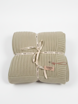 MANTA TEJIDA CANELON BEIGE 120 X 180