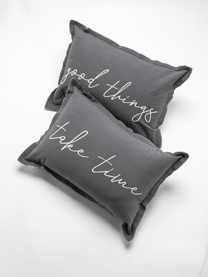 SET ALMOHADON GOOD THINGS TAKE TIMES 35 X 50