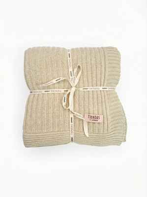 MANTA TEJIDA CANELON BEIGE 120 X 180