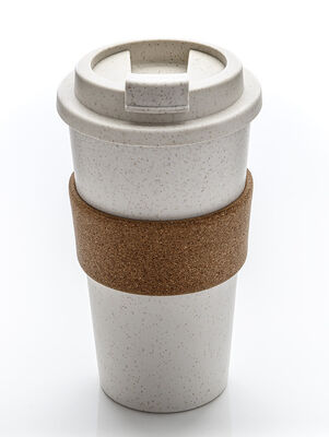 VASO TERMICO AGARRE DE CORCHO CIERRE CLICK CREAM 450 ML