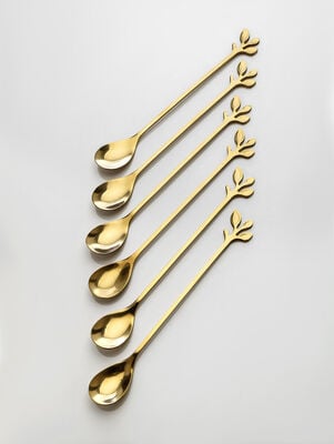 SET X 6 CUCHARAS LARGAS ACERO DORADO STEM 16,5 CM