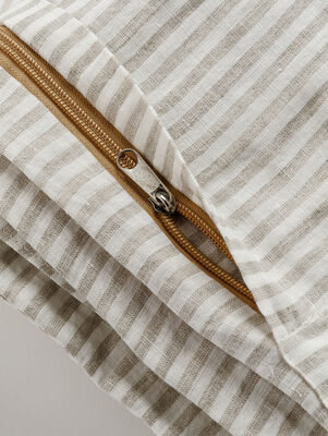 FUNDA DE LINO THESS OATMEAL STRIPE SUPER KING 285 X 250 - Second Image