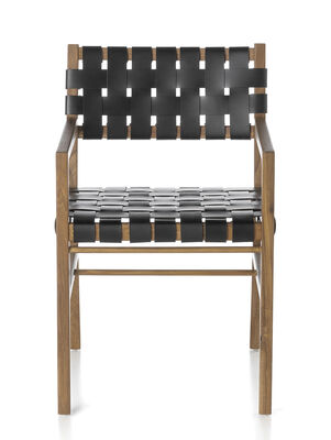 SILLA CON APOYABRAZO SUD CUERO NEGRO TRENZADO