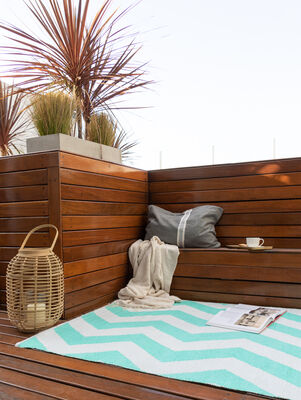 ZIGZAG OUTDOOR CREMA & TURQUESA 140X200