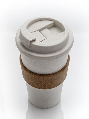 VASO TERMICO AGARRE DE CORCHO CIERRE CLICK CREAM 450 ML - Second Image