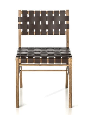 SILLA SUD CUERO TRENZADO MARRON