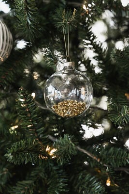 BOLA NAVIDEÑA TRANSPARENTE GOLD