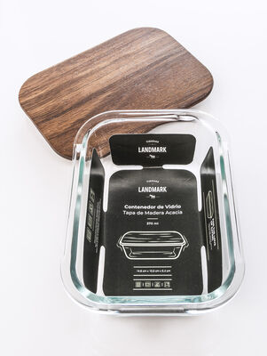 CONTENEDOR RECTANGULAR GLASS AND WOOD ACACIA S - Second Image