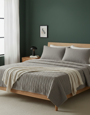 CUBRECAMA BERTHA C/FUNDAS KING TAUPE