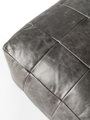 PUFF DE CUERO HOUSTON GRIS - Second Image