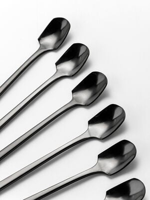 SET X 6 CUCHARAS DE ACERO NEGRO DISE&Ntilde;O PALA 17CM - Second Image