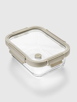 CONTENEDOR RECTANGULAR GLASS OFF WHITE 19 CM