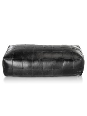 PUFF DE CUERO HOUSTON DOBLE NEGRO