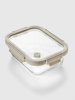 CONTENEDOR RECTANGULAR GLASS OFF WHITE 21 CM