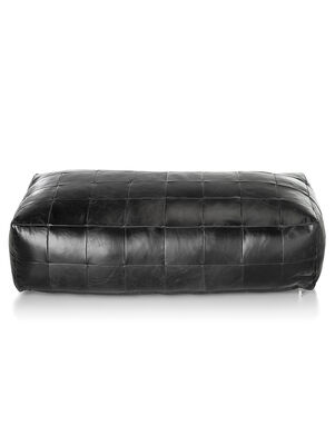 PUFF DE CUERO HOUSTON DOBLE NEGRO