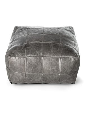 PUFF DE CUERO HOUSTON GRIS