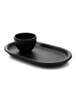 SET BANDEJA Y CUENCO VARSOVIA NEGRO MATE SALP BRILLANTE