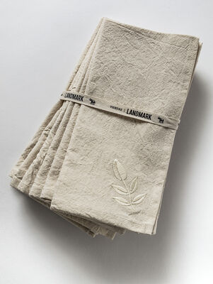 SET 6 SERVILLETAS TUSSOR NATURAL HOJAS 40 X 40