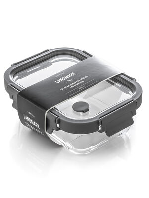 CONTENEDOR RECTANGULAR GLASS GREY 21 CM