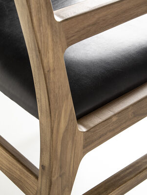 SILLA CON APOYABRAZO SUD LEATHER BLACK - Second Image