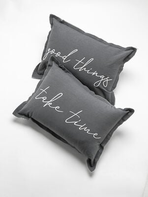 SET ALMOHADON GOOD THINGS TAKE TIMES 35 X 50