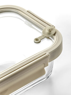 CONTENEDOR RECTANGULAR GLASS OFF WHITE 19 CM - Second Image