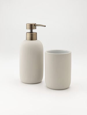 SET DISPENSER Y VASO MILAN GREY
