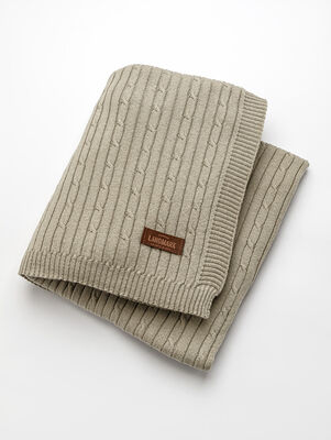 MANTA TEJIDA TRENZA BEIGE 110 X 170