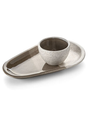 SET BANDEJA Y CUENCO BLED PIEDRA SATINADA CON VISON INTERIOR