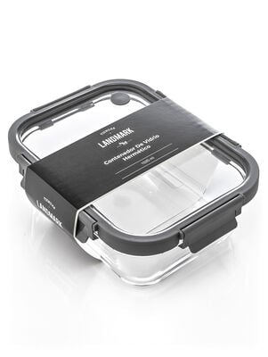 CONTENEDOR RECTANGULAR GLASS GREY 24 CM