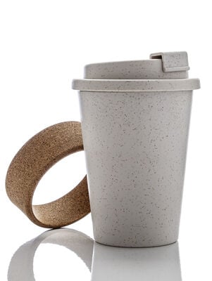 VASO TERMICO AGARRE DE CORCHO CIERRE CLICK CREAM 350 ML - Second Image