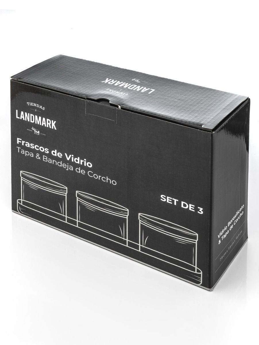 SET X 3 FRASCOS CON BANDEJA GLASS AND CORK M