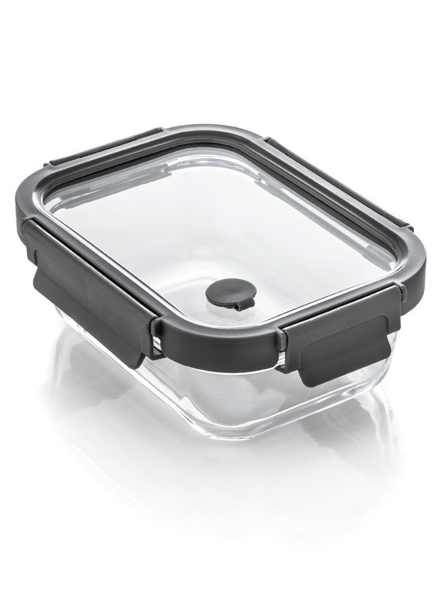CONTENEDOR RECTANGULAR GLASS GREY 24 CM