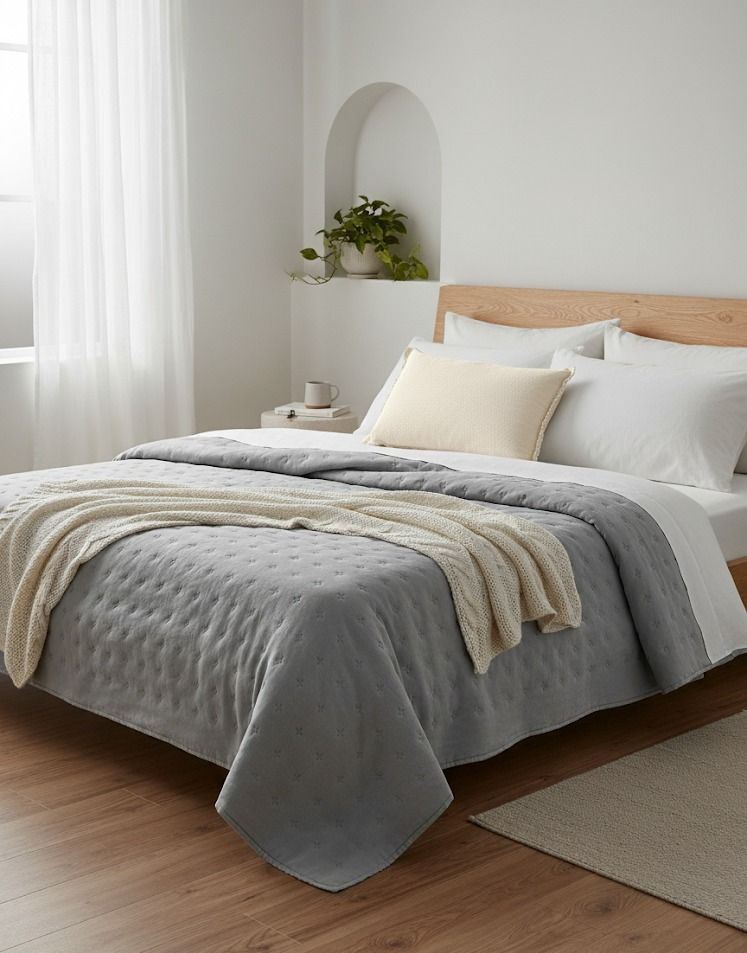 CUBRECAMA REGINA SUPER KING GRIS CLARO