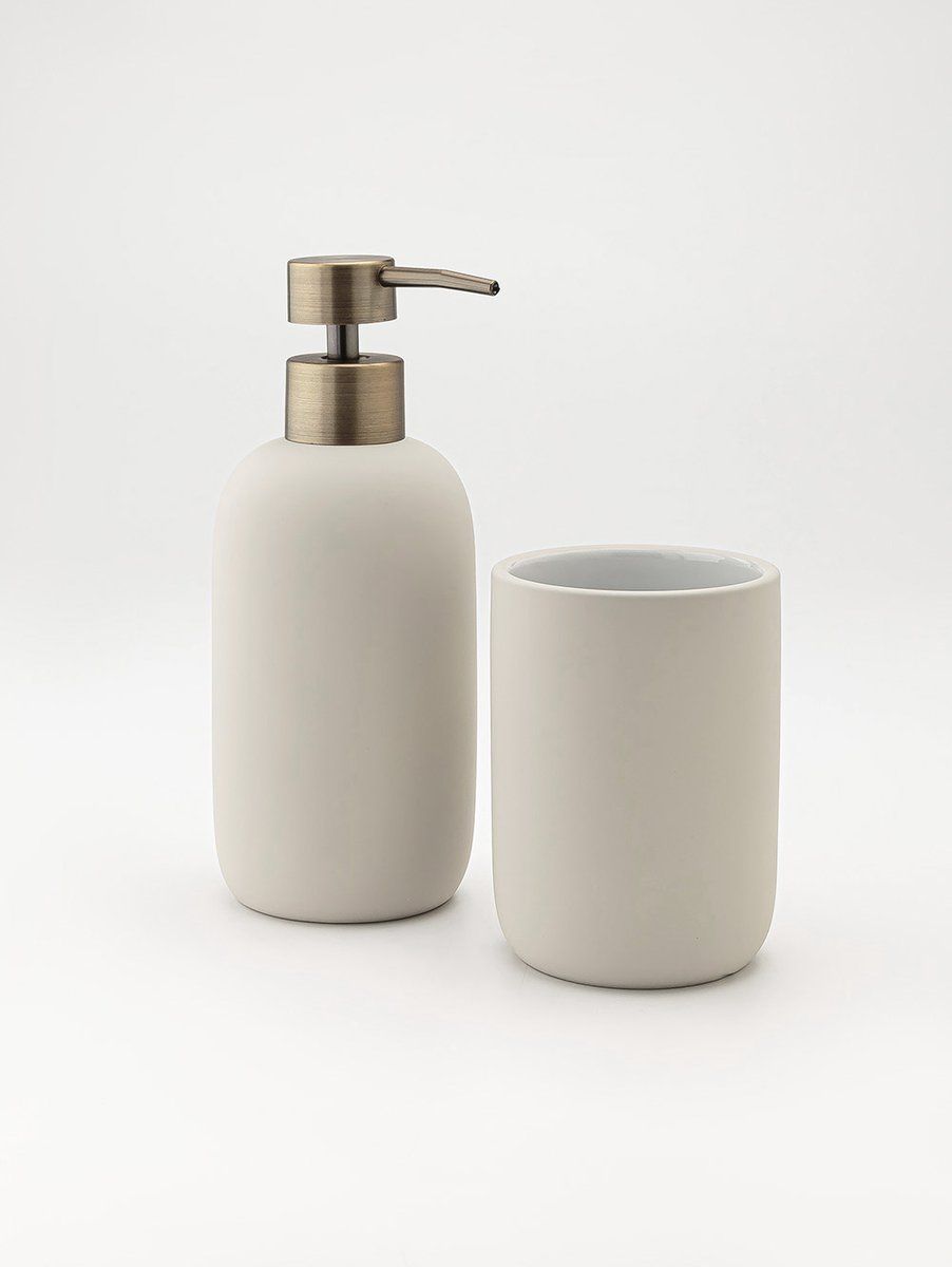 SET DISPENSER Y VASO MILAN GREY