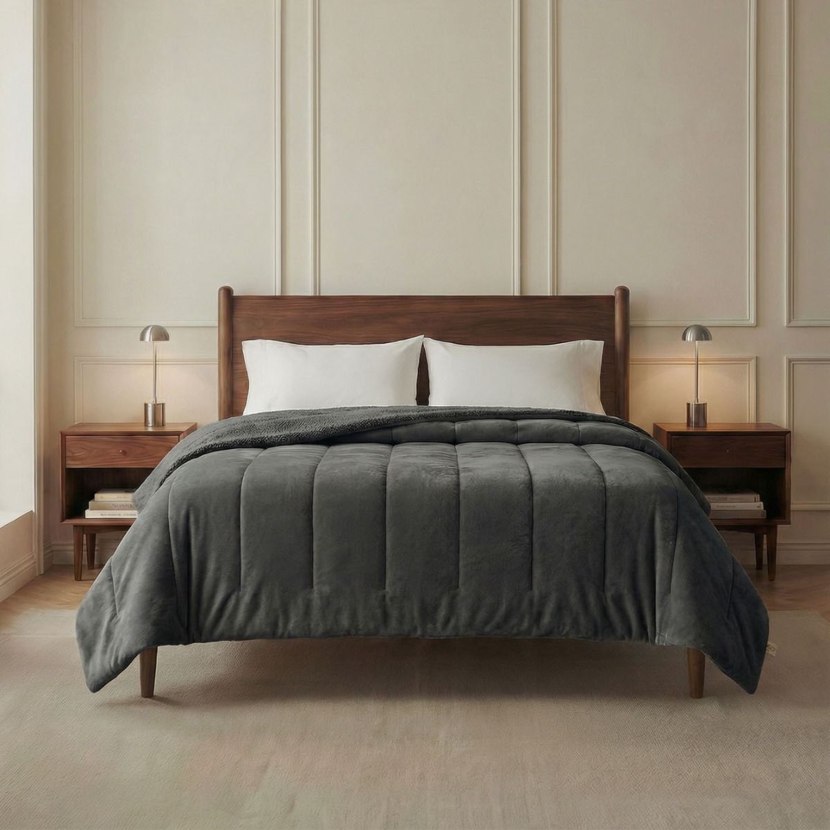 EDREDON FLANNEL PETRA SUPER KING GREY