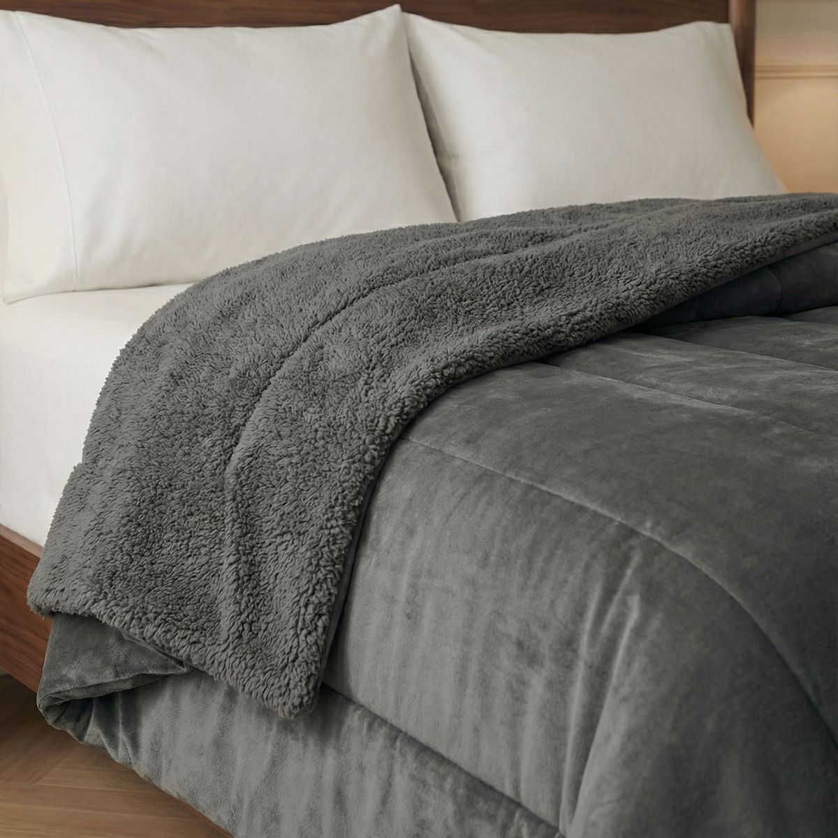 EDREDON FLANNEL PETRA SUPER KING GREY