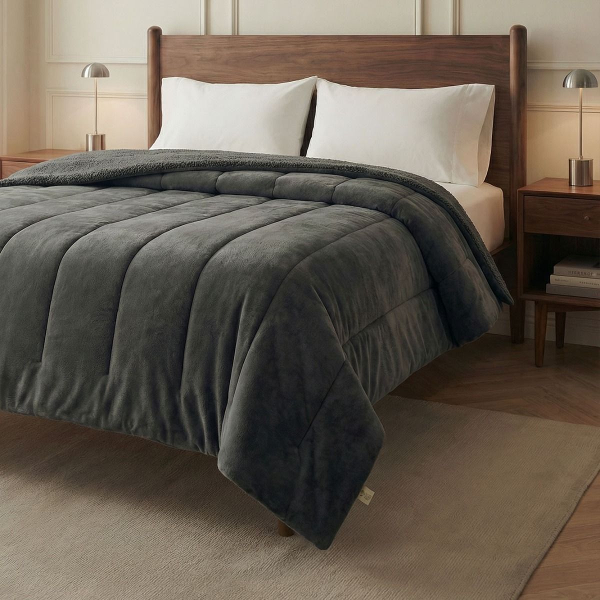 EDREDON FLANNEL PETRA SUPER KING GREY
