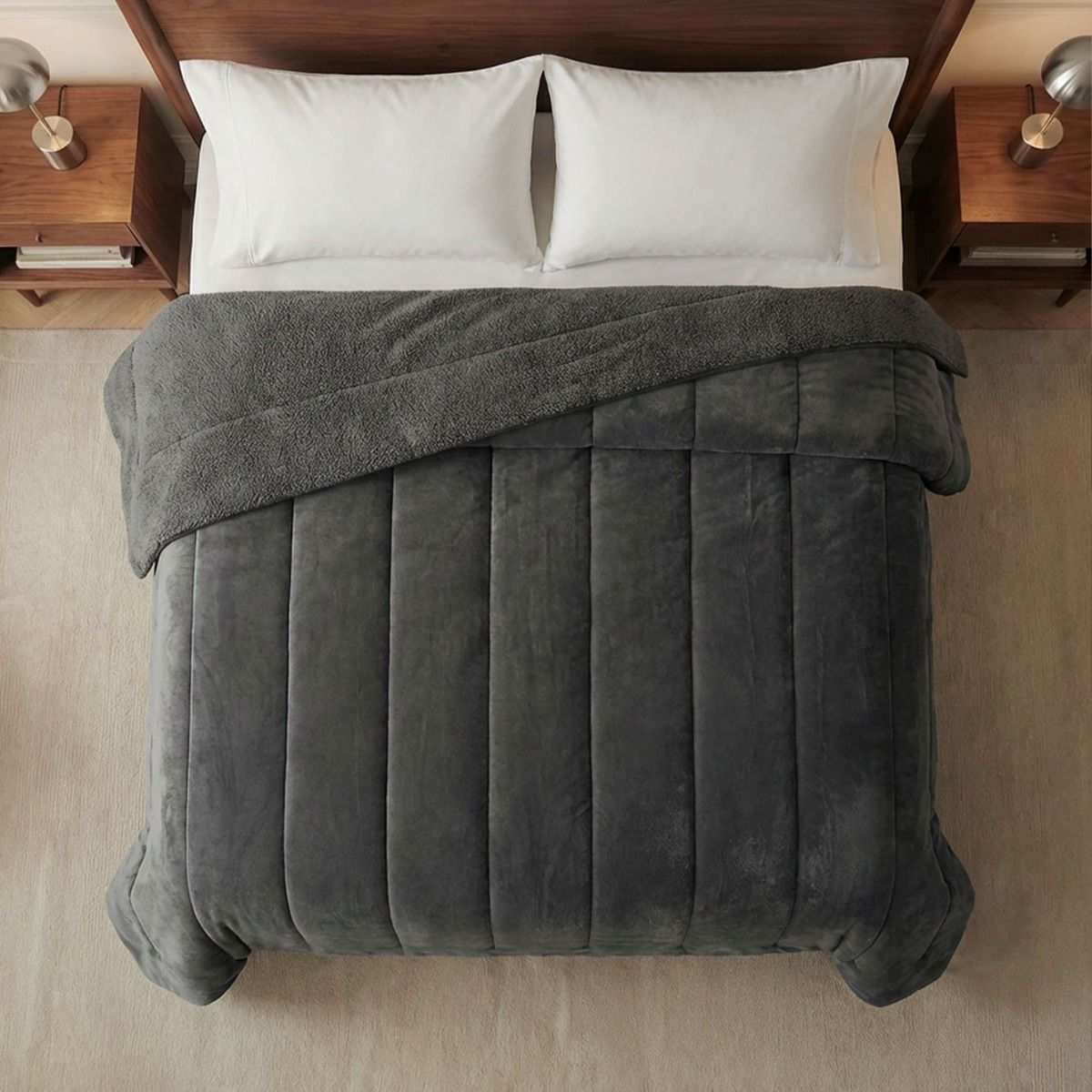 EDREDON FLANNEL PETRA SUPER KING GREY